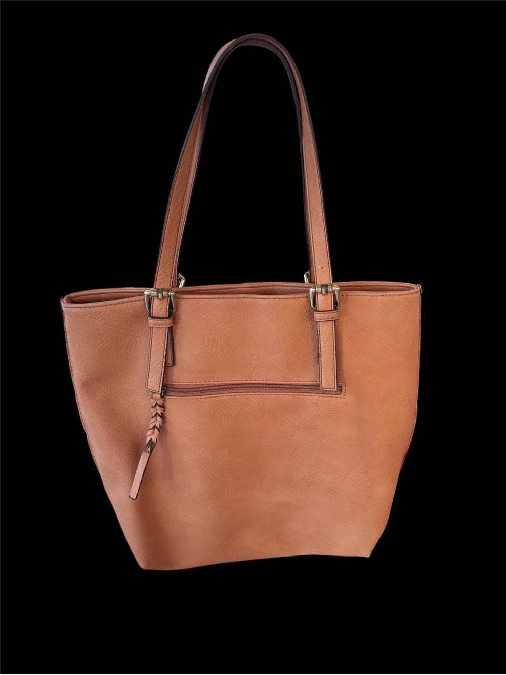 a.n.a Large 13 x 14 x 5 Cognac Vegan Leather Hobo Bag